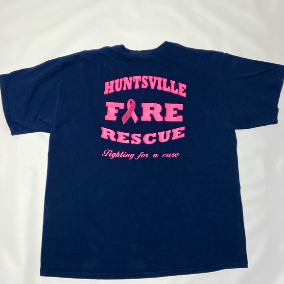 Huntsville Fire & Rescue “Fighting for a Cure” T Shirt. Sz 2X. Navy & Hot Pink. - Picture 1 of 7